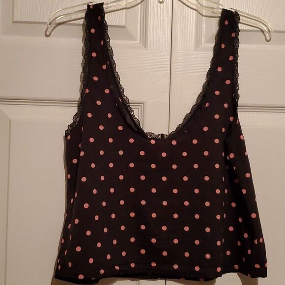 Victoria’s Secret Black Pink Polka-dots Crop Camisole Size Medium - Picture 5 of 8